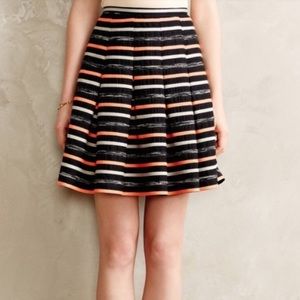 Anthropologie HD in Paris Stripe Ribbon Neon Skirt Black Orange Sz 0 Spring